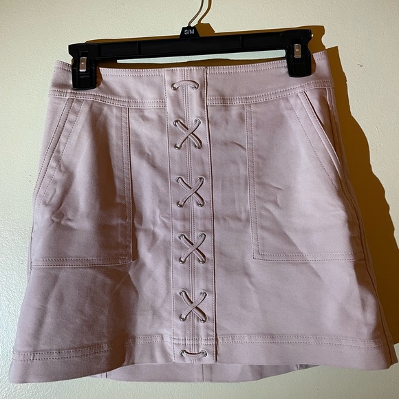 Express Pink Lace Up Mini Skirt - Picture 2 of 5